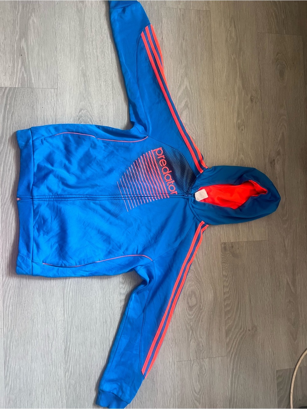 adidas Blue Hooded Zip Jacket with Pink Accents